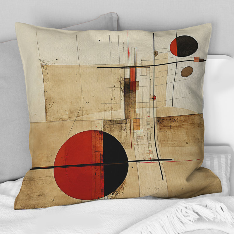 Unraveling The Mystery Retro Geometrics II - Coussin décoratif à imprimé géométrique abstrait