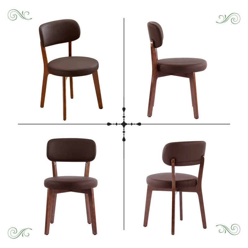 Chaise d'appoint de cuisine rembourrée Mid-Century, Brun