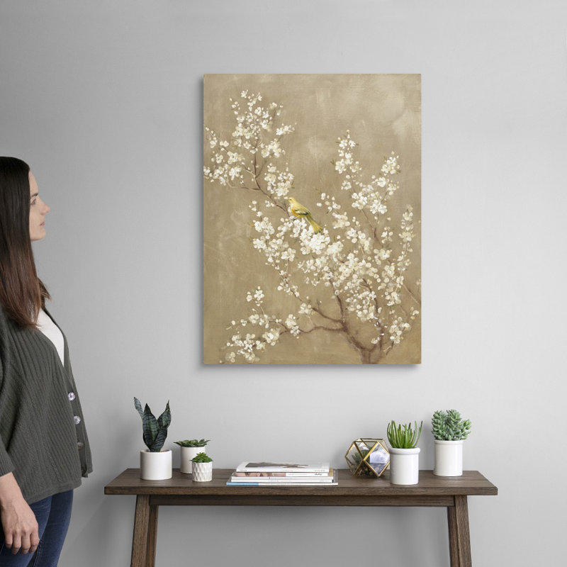 Art mural sur toile blanche, cerisier blanc, Toile tendue, H 32 po x l 24 po