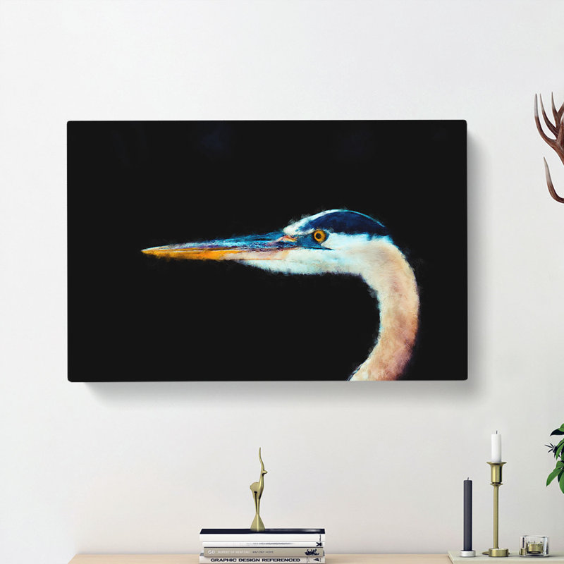 Heron Portrait - Wrapped Canvas, 35cm H x 50cm W x 3cm D