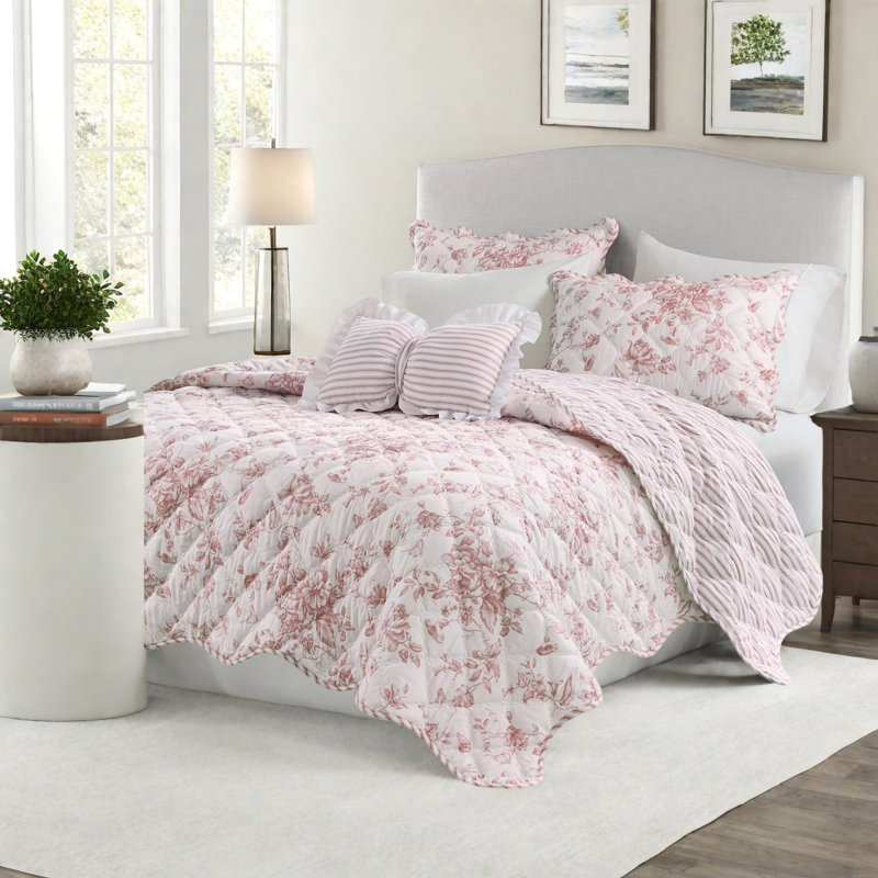 Reversible King Bedding Sets Polyester Floral Cottage Home Comfort