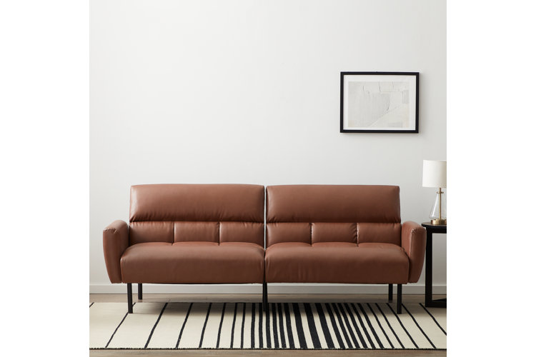 Lucid Comfort Collection Ollie 73" Faux Leather Square Arm Sofa Bed
