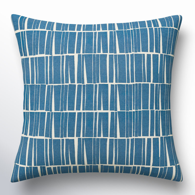 Lisi Abstract Cotton Pillow Cover, 20" x 20", Dark Blue/Beige