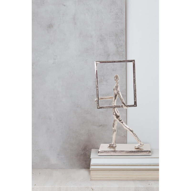 Rough Nickle Man w/Square Frame Sculpture