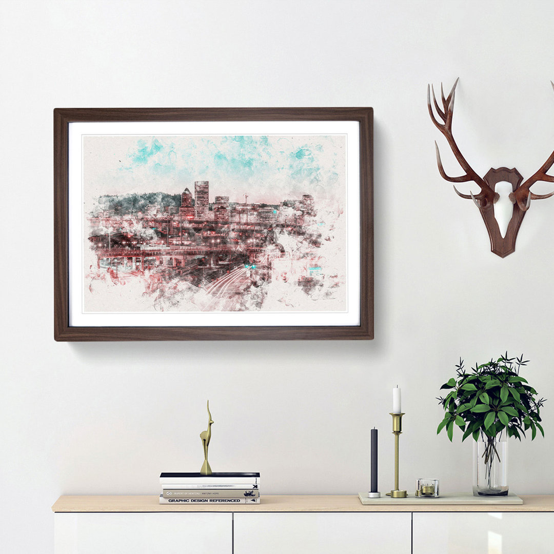 Portland Oregon at Night - Framed Print
