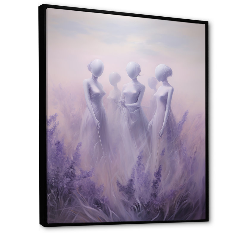 Surréalisme lavande éphémère écho sur toile, Cadre flottant noir, H 20 po x l 12 po x P 1 po