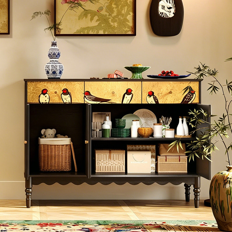 Armoire de rangement en bois massif de style français