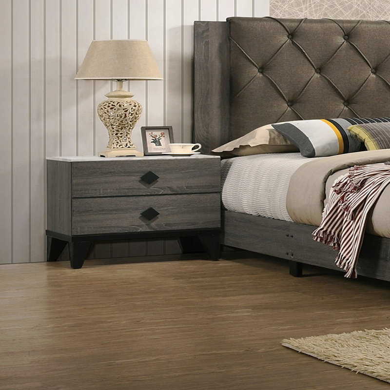 Mobilier de chambre à coucher de style contemporain avec table de chevet à tiroirs de couleur contemporaine