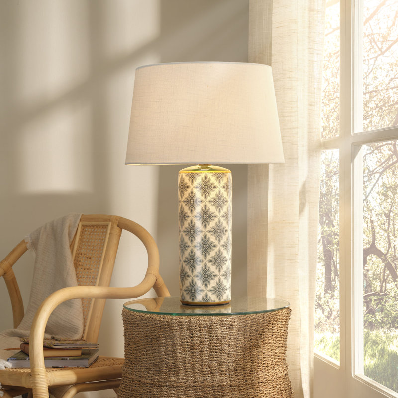 Harlequin Ceramic Table Lamp with Linen Shade