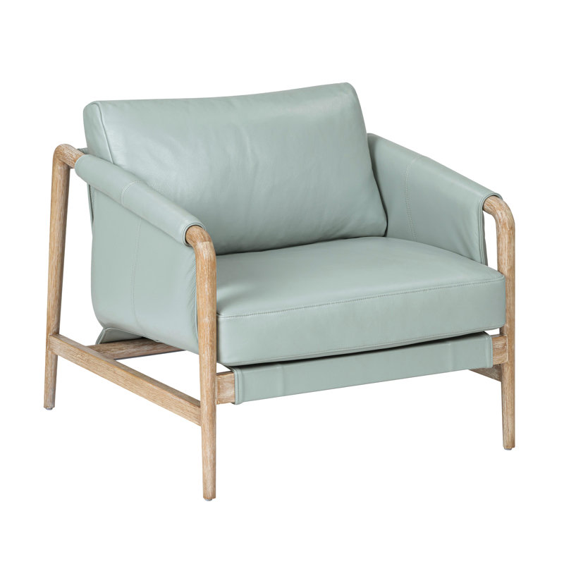Chakka Blue Genuine Leather Accent Chair, Blue