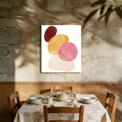 Art mural encadré en bois rose avec motif géométrique chic Boho, 36 po x 24 po