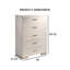 Commode 1 pièce à cinq tiroirs de style contemporain avec accents chromés blanc brillant et finition chromée
