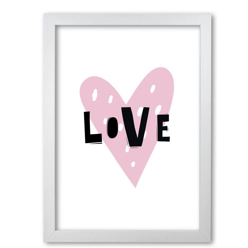 Love Heart Scandi - Print, 85 cm H x 60 cm W x 5 cm D, White Grain Frame
