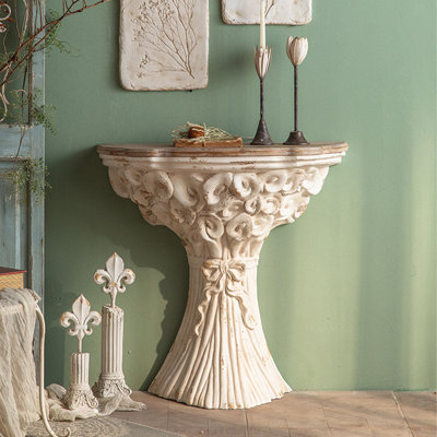 Console en bois massif brun et blanc