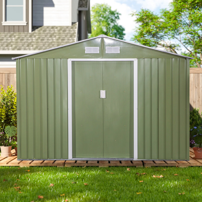 Spacious Canopy, Outdoor Storage Shed With Foundation, 4 Vents, And Double Sliding Doors For Backyard And Garden