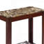 Grande table de bout en bois 24 po avec finition cerisier foncé et plateau en marbre