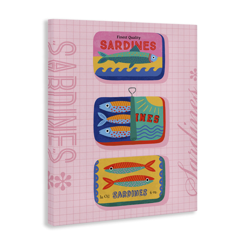 "Bright sardine can designs", art mural par Nina Seven, H 40 po x l 30 po