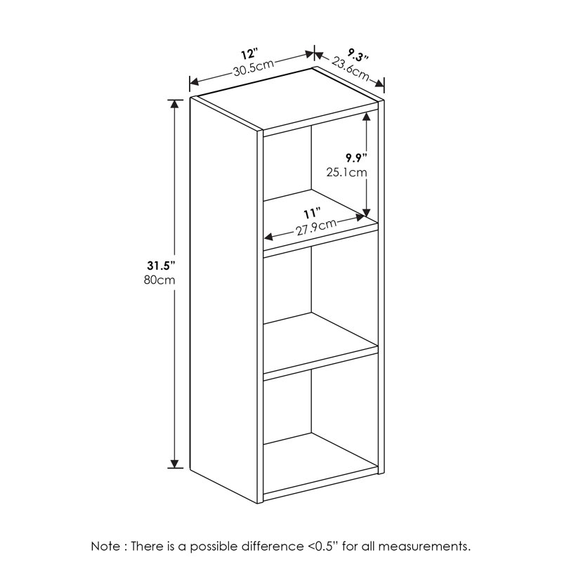 Helissa 3-Tier No Tool Assembly Open Shelf Bookcase, White