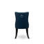 L'ensemble de table de salle à manger 5 pièces se compose d'une table ronde de 48 po avec piédestal et de 4 chaises Parson en tissu de polyester bleu marine, noir sablé-777656483-777656493