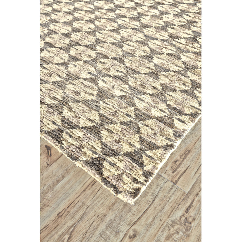 Tapis décoratif en jute beige à motif géométrique Devyn, Rectangle 5 pi 6 po x 8 pi 6 po