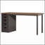 Bureau d'ordinateur de 47 pouces avec 5 tiroirs et armoire réversible, brun rustique et noir, idéal pour les petits bureaux à domicile et les zones d'étude