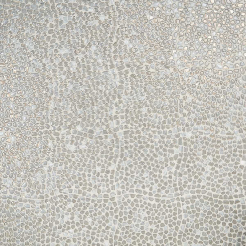 Komorebi 12x12 Pebble Polished Glass Mosaic Tile, Mineral Ice Gray