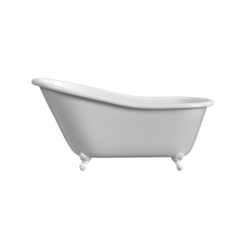 Jazma 61'' x 30'' Soaking Cast Iron Bathtub, White, White Interior with White Exterior
