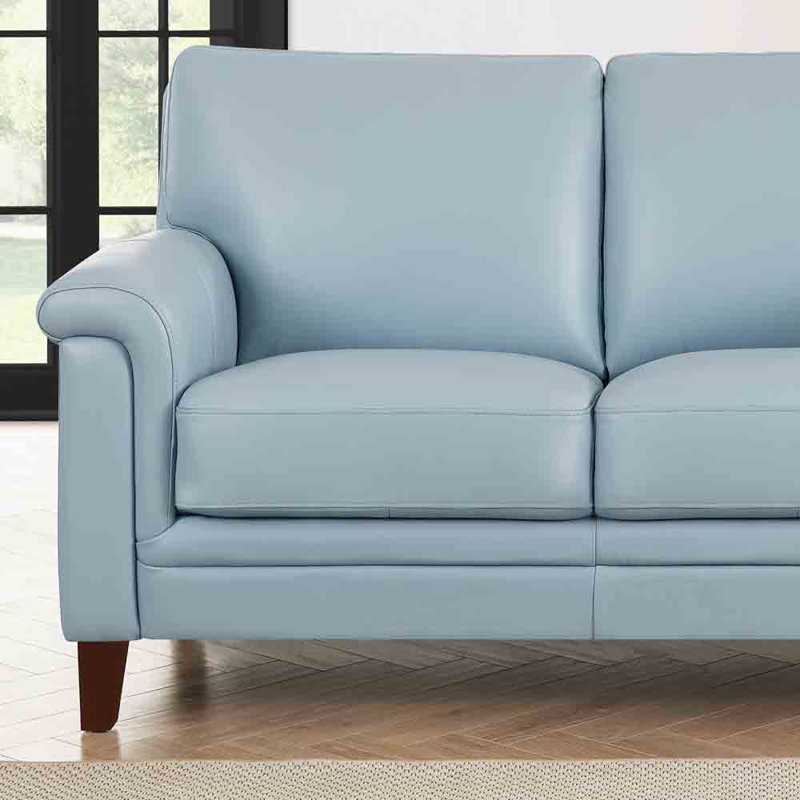 Causeuse en cuir véritable 61,5 po Marineta, Bleu spa