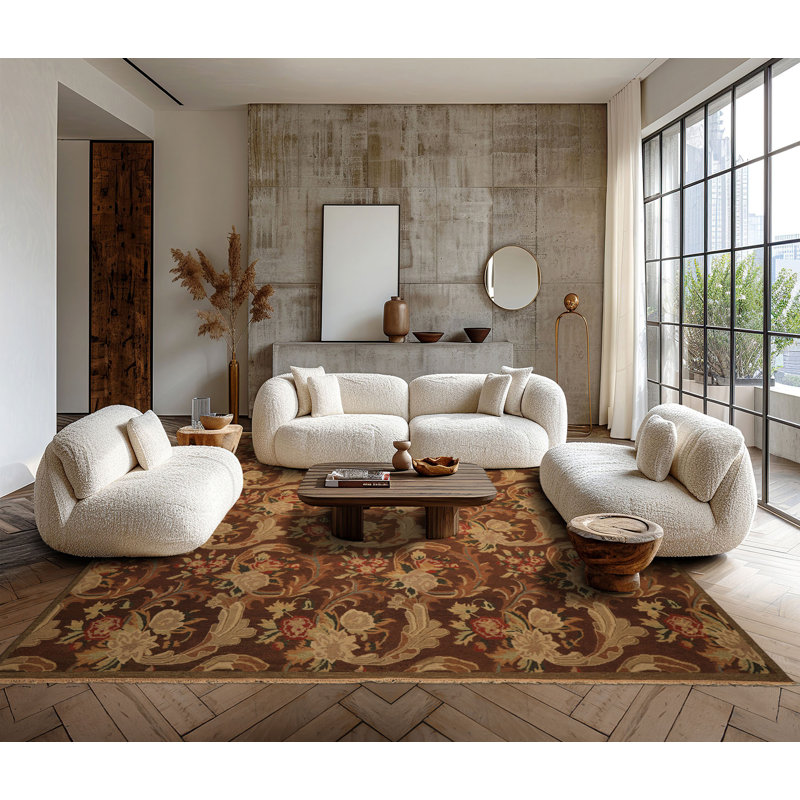 Tapis brun en laine noué à la main 9 pi 2 po x 11 pi 11 po Nourison Nourmak Oushak