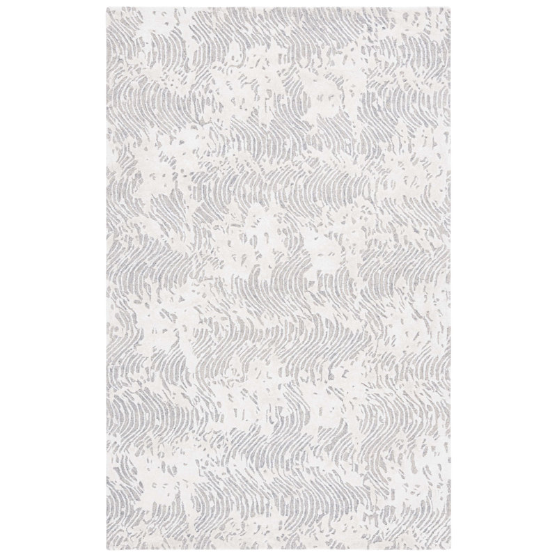Tapis gris clair / ivoire en coton et viscose Glamour, Rectangle 8 pi x 10 pi