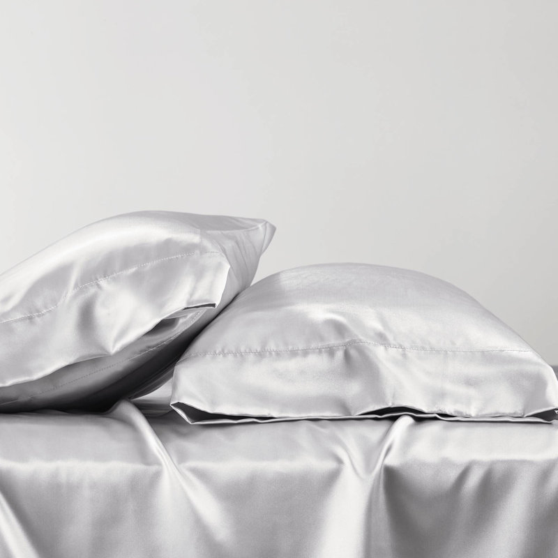Ensemble de draps 100% satin gris 4 pièces 4 pièces