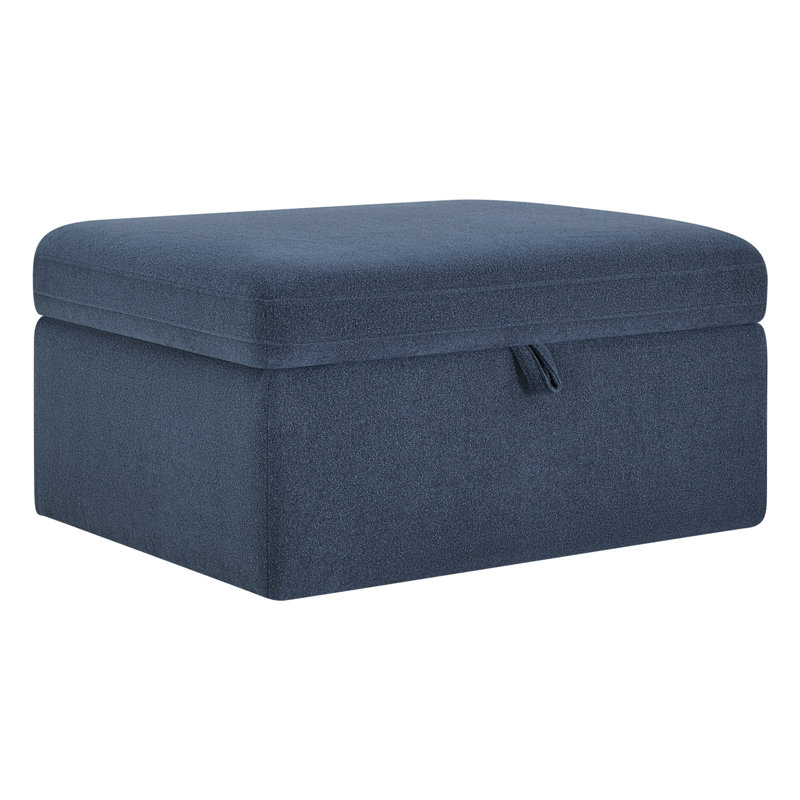 Repose-pieds avec rangement Brickner Lana, Tissage texturé Elite indigo