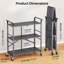 Chariot utilitaire roulant en métal à 3 niveaux, organisateur de rangement à roulettes pour usage domestique polyvalent