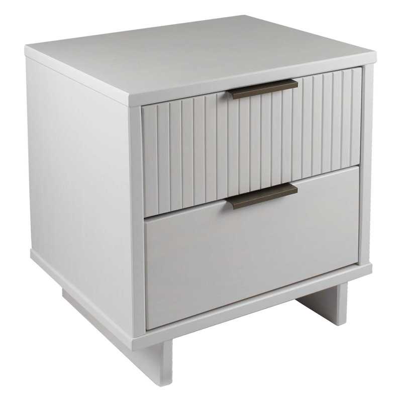 Table de chevet 2 tiroirs Granville, Blanc