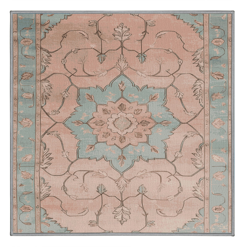 Tapis gris Afyon lavable à la machine, Carré 7 pi