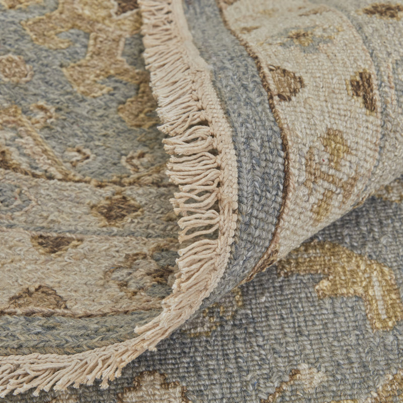 Corbitt Wool Oriental Area Rug in Blue, Rectangle 2' x 3'
