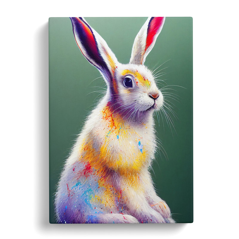 XC1022-1590X Colourful Hare No.1 - Wrapped Canvas Print, 50cm H x 35cm W x 3cm D