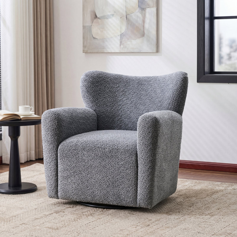 Vireo Contemporary Modern 360° Swivel Wingback Chair, Dusty Blue