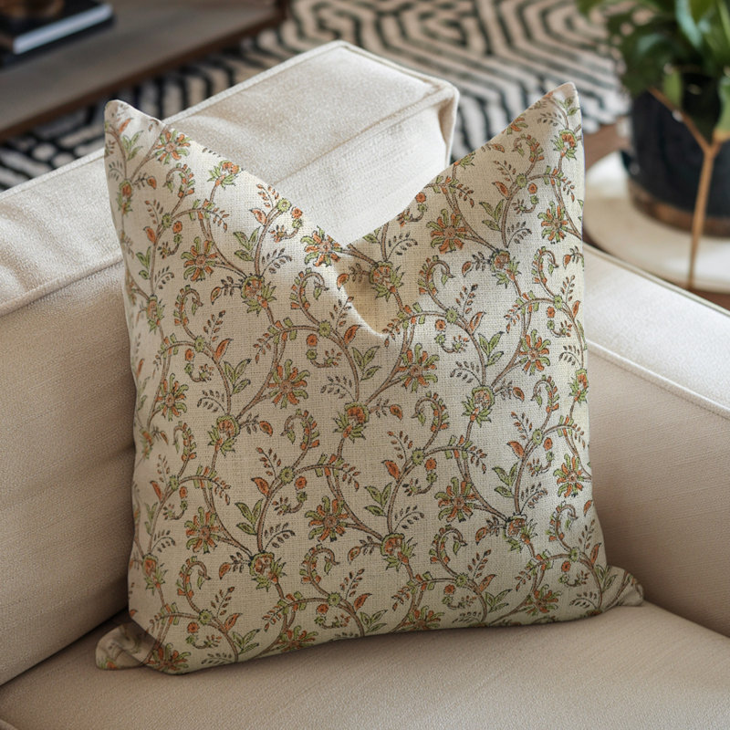 Housse de coussin Fabividine, printemps / été, Varanasi, Orange, H 14 po x l 20 po, Forme rectangulaire
