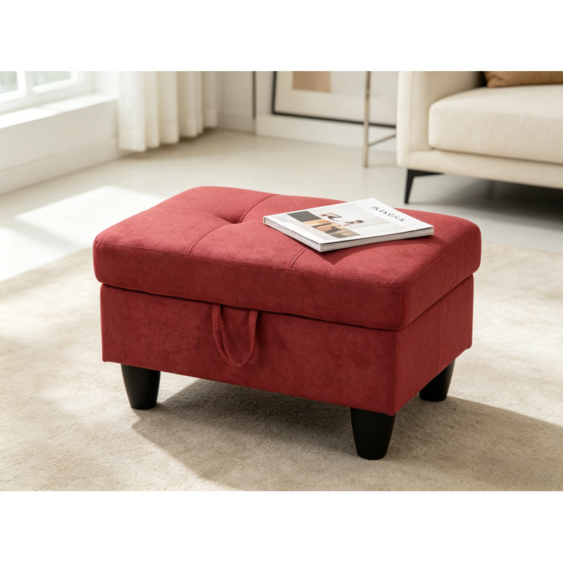 Repose-pieds rembourré en flanelle avec repose-pieds Athiste, Velours rouge