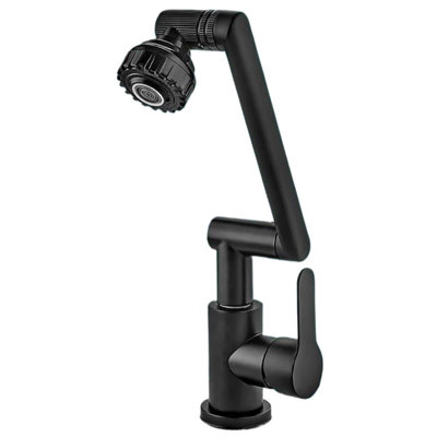 Robinet de lavabo articulé noir mat Mosson avec bec pliable réglable