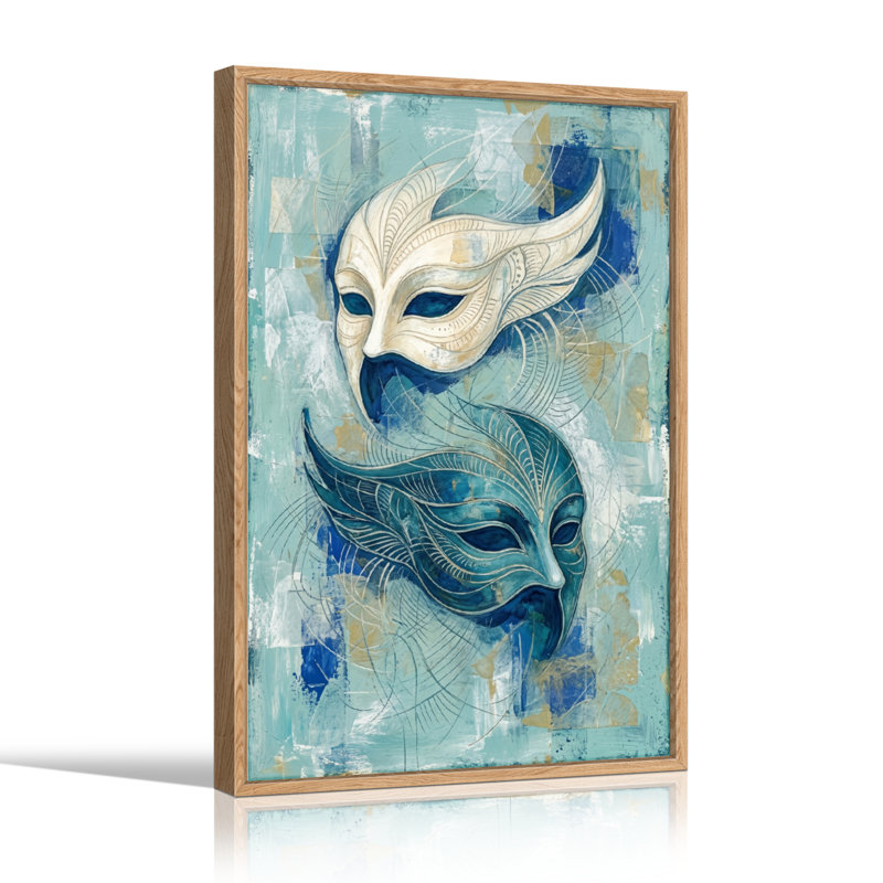 Ensemble de 1 tableau sur toile représentant un masque, 36"H x 24"W, Natural