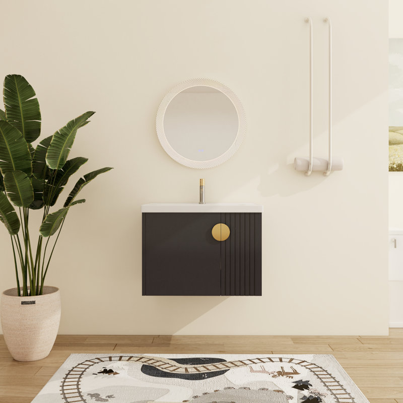 Meuble-lavabo mural simple 28 po Bratislava, Noir, 28"