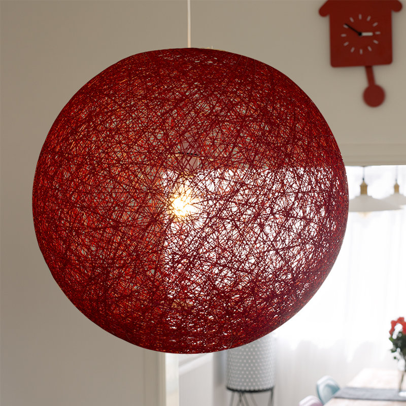 Bjorn 53cm Wicker Sphere Pendant Shade, Red, ES/E27
