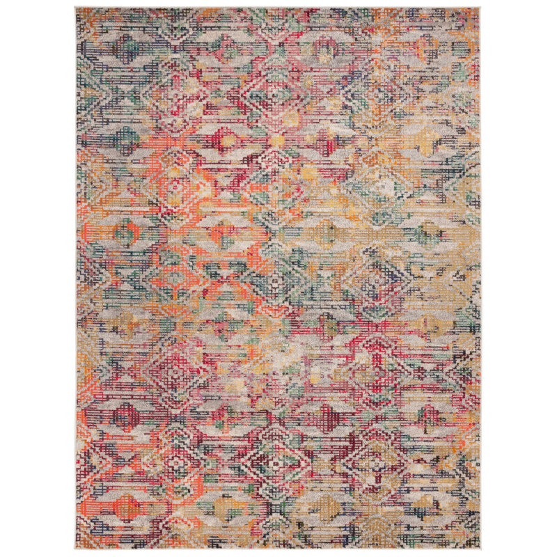 Tapis multicolore tissé à plat à la machine Southwestern, Rectangle 8 pi x 10 pi