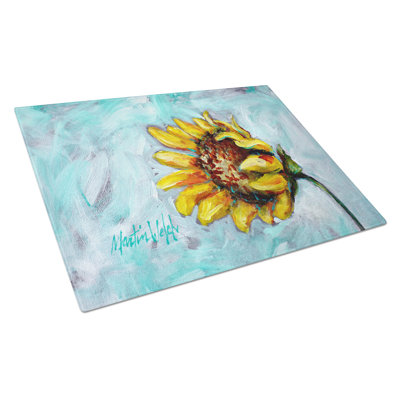 Yellow Sun Sunflowers Glass Cutting Board