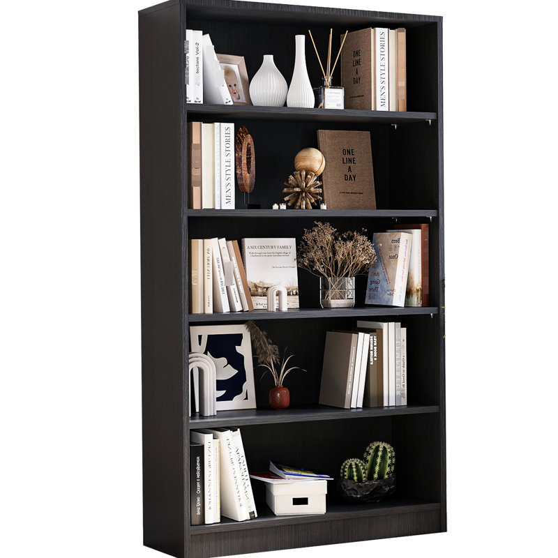 Tablette grise 5 tablettes en bois de 60 po pour livres, rangement et livres