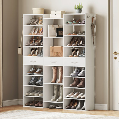Étagère à chaussures haute avec 21 casiers ouverts, armoire de rangement à 9 niveaux avec tiroirs en tissu, peut contenir jusqu'à 44 paires