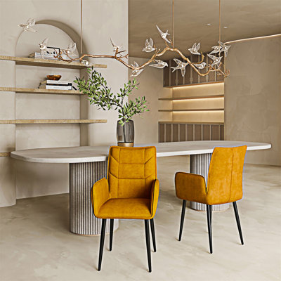Chaise rembourrée avec accoudoirs (ensemble de 2)