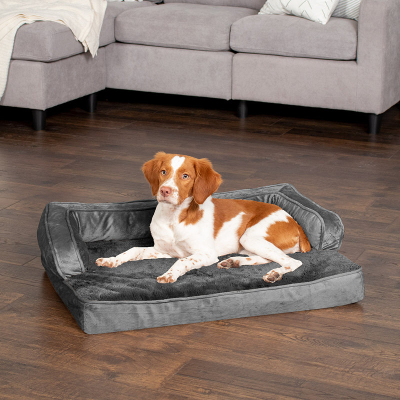 Medium Almondine Velvet Orthopedic Pet Sofa Bed